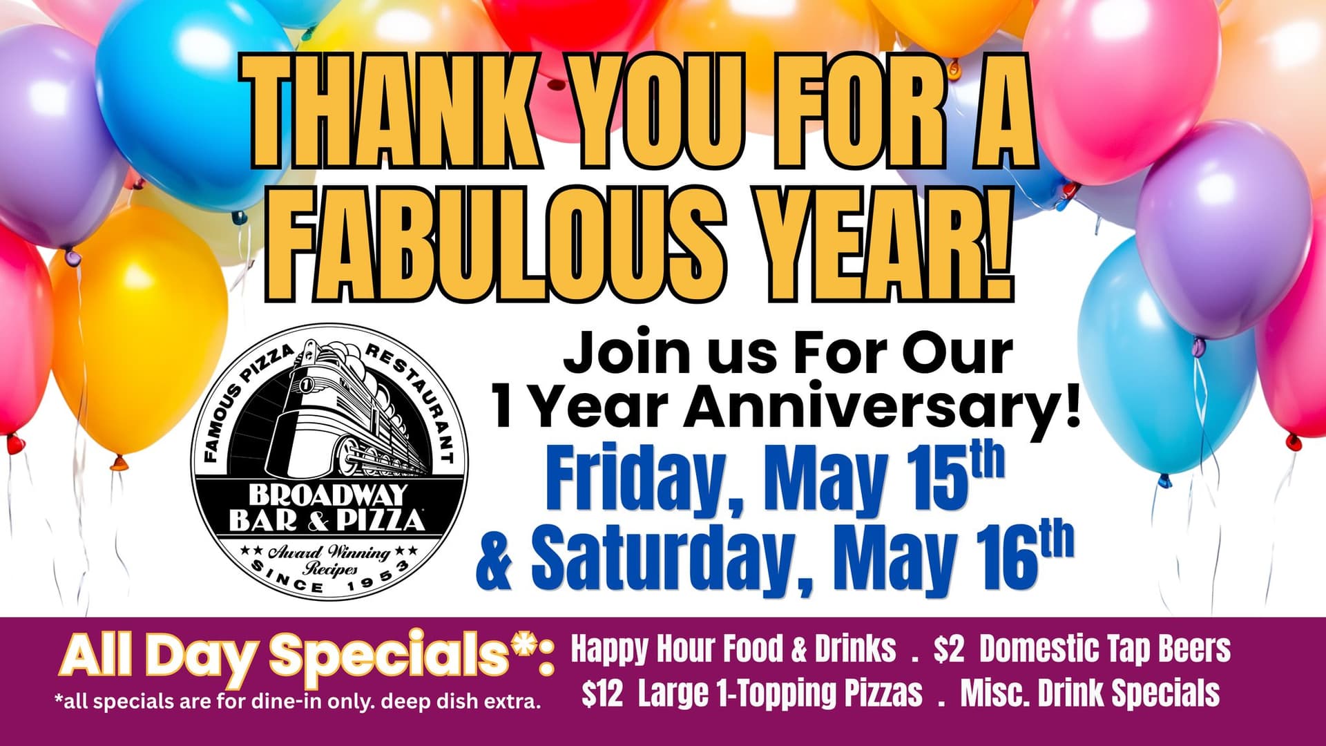 1 Year Anniversary Party
