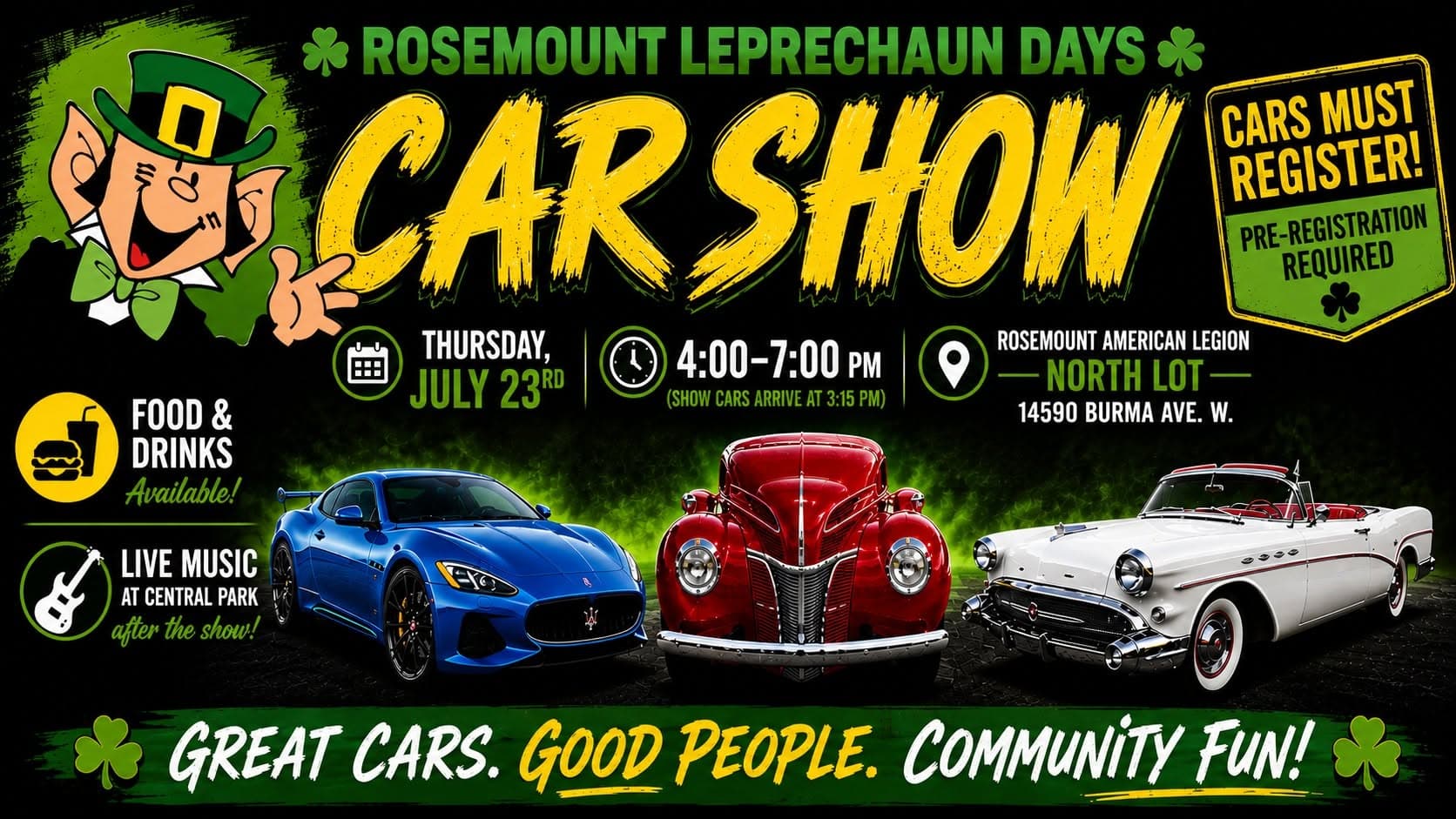 3rd Annual Rosemount Leprechaun Days Car Show!