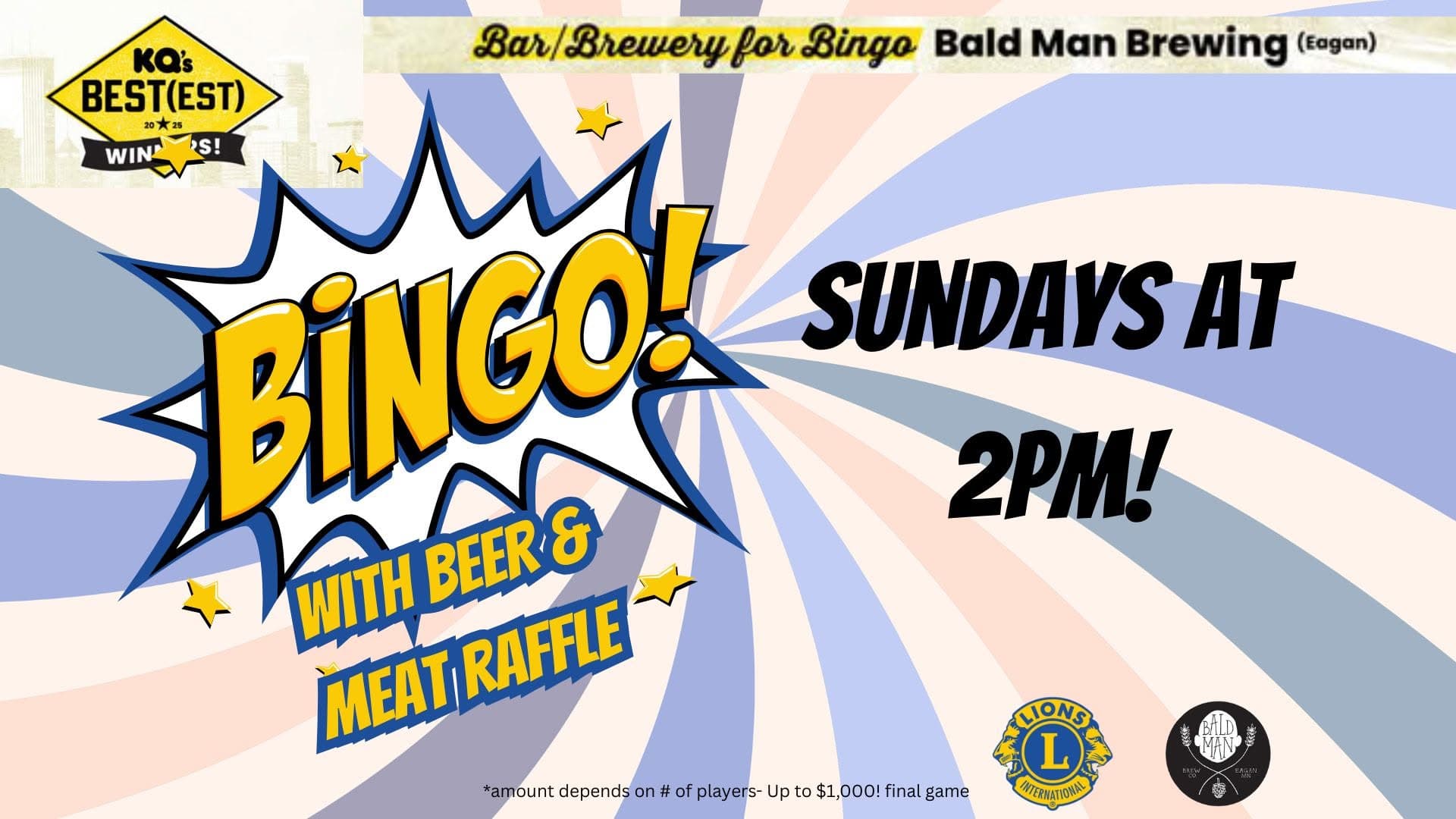 BINGO & Meat/Beer Raffle @ Bald Man Brewing Every Sunday!