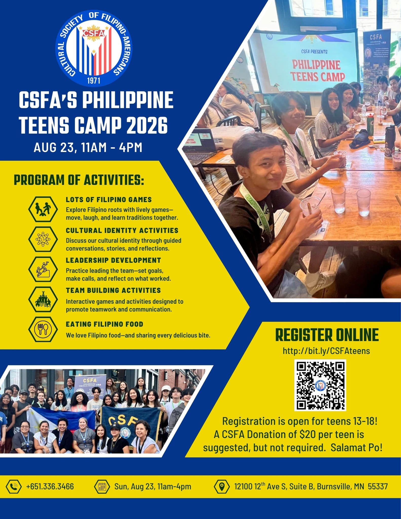 CSFA’s Philippine Teens Camp 🇵🇭