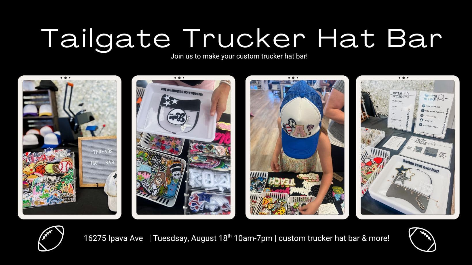 Custom Trucker Hat Bar at Threads & Co