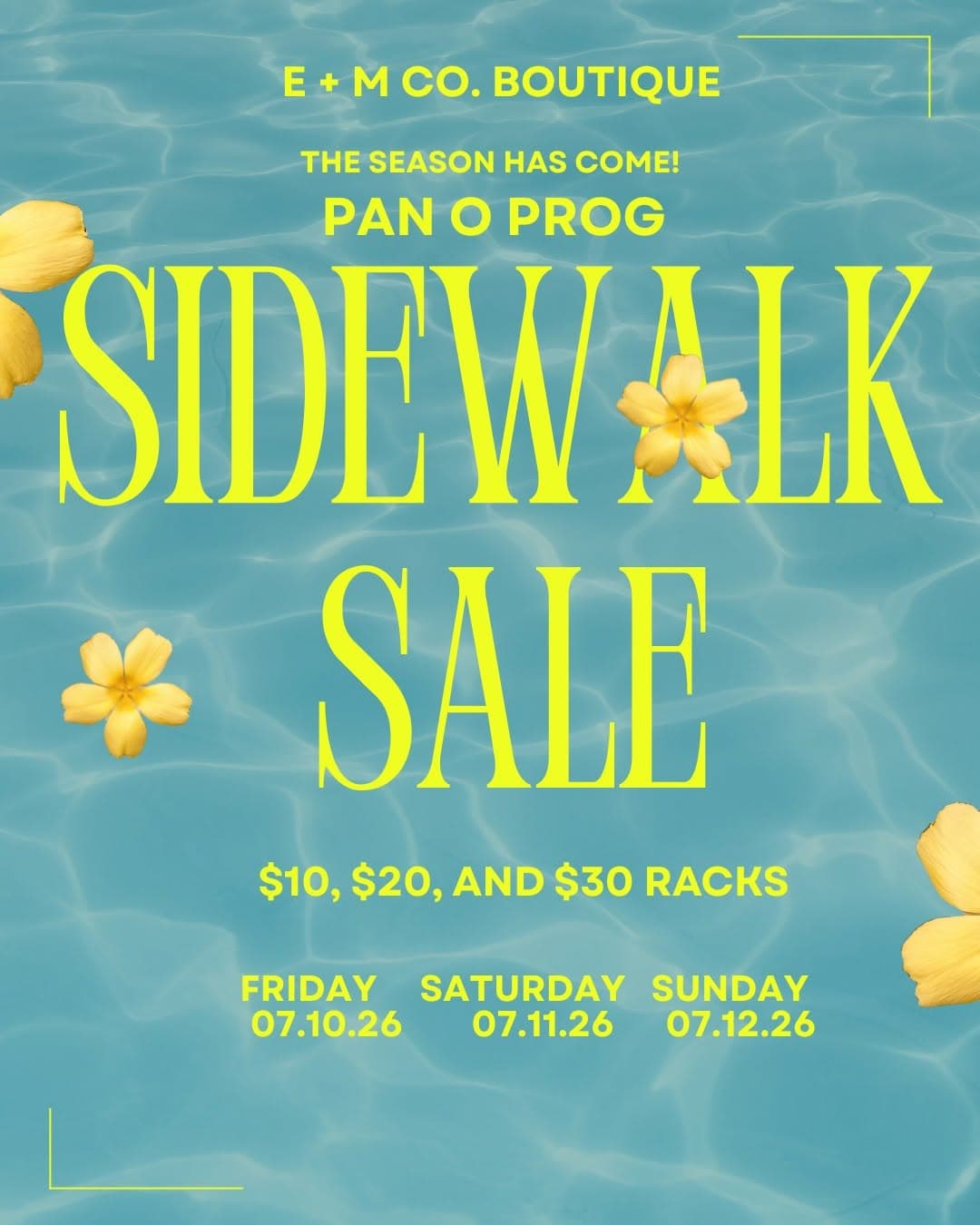 🛍️ E + M Co. Boutique Annual Sidewalk Sale! 🛍️