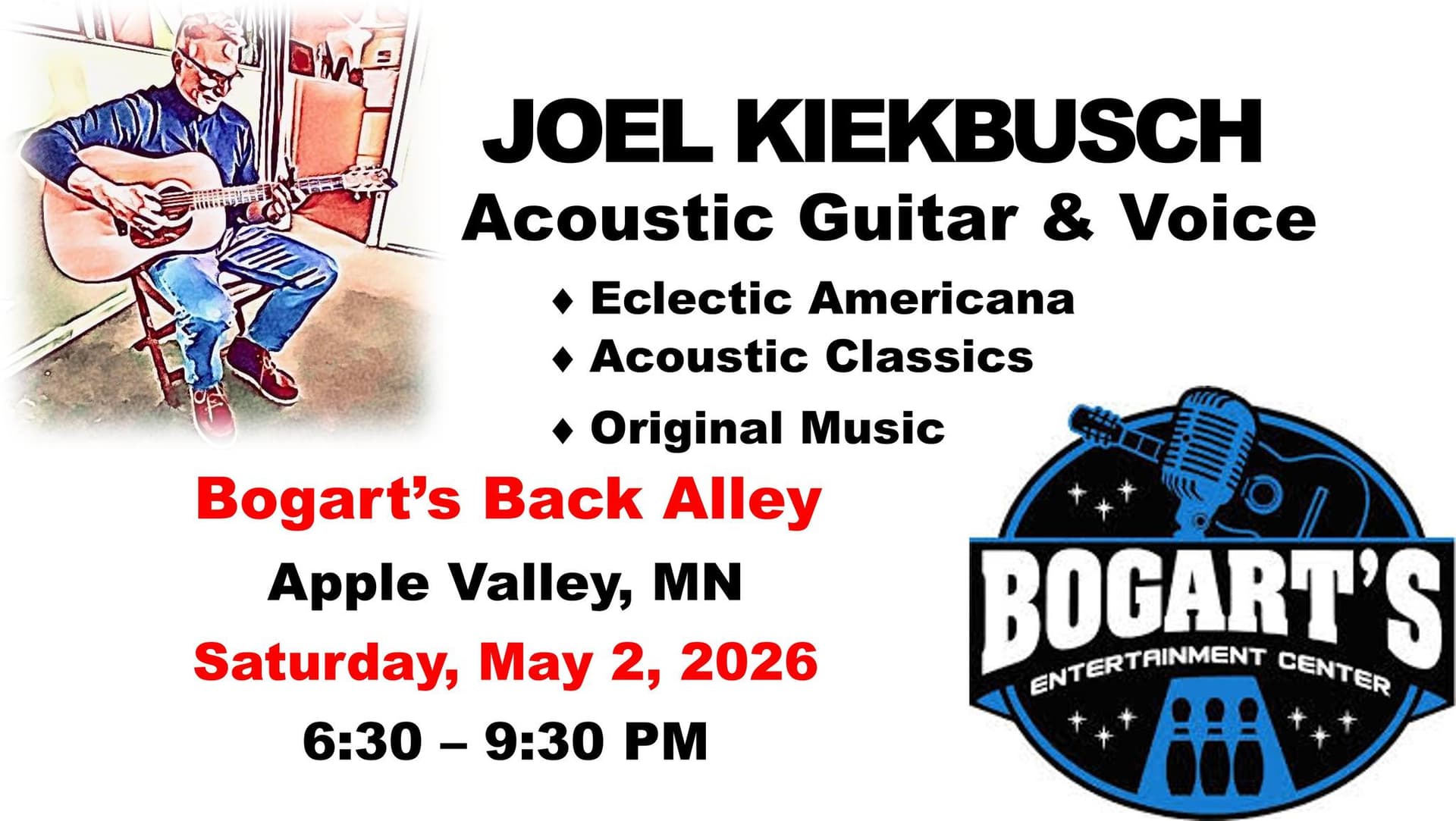 Joel Kiekbusch Acoustic Music | Bogart's Back Alley