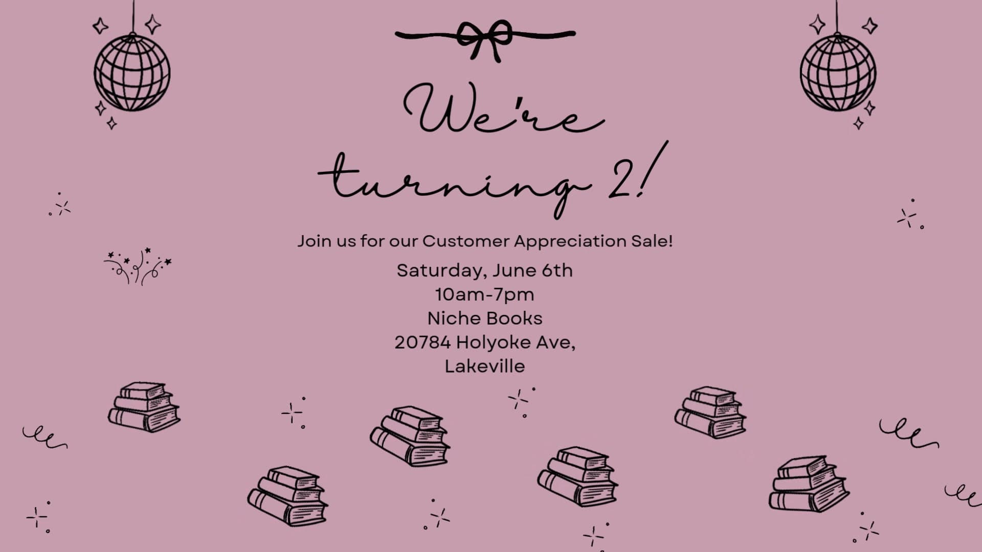 Niche Books Birthday Party and Customer Appreciation Sale