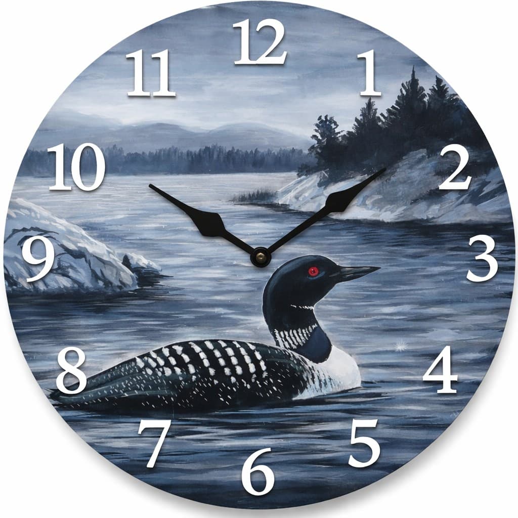 Paint Call of the Loon on a Wood Wall Clock at Tops Pizza and Grill