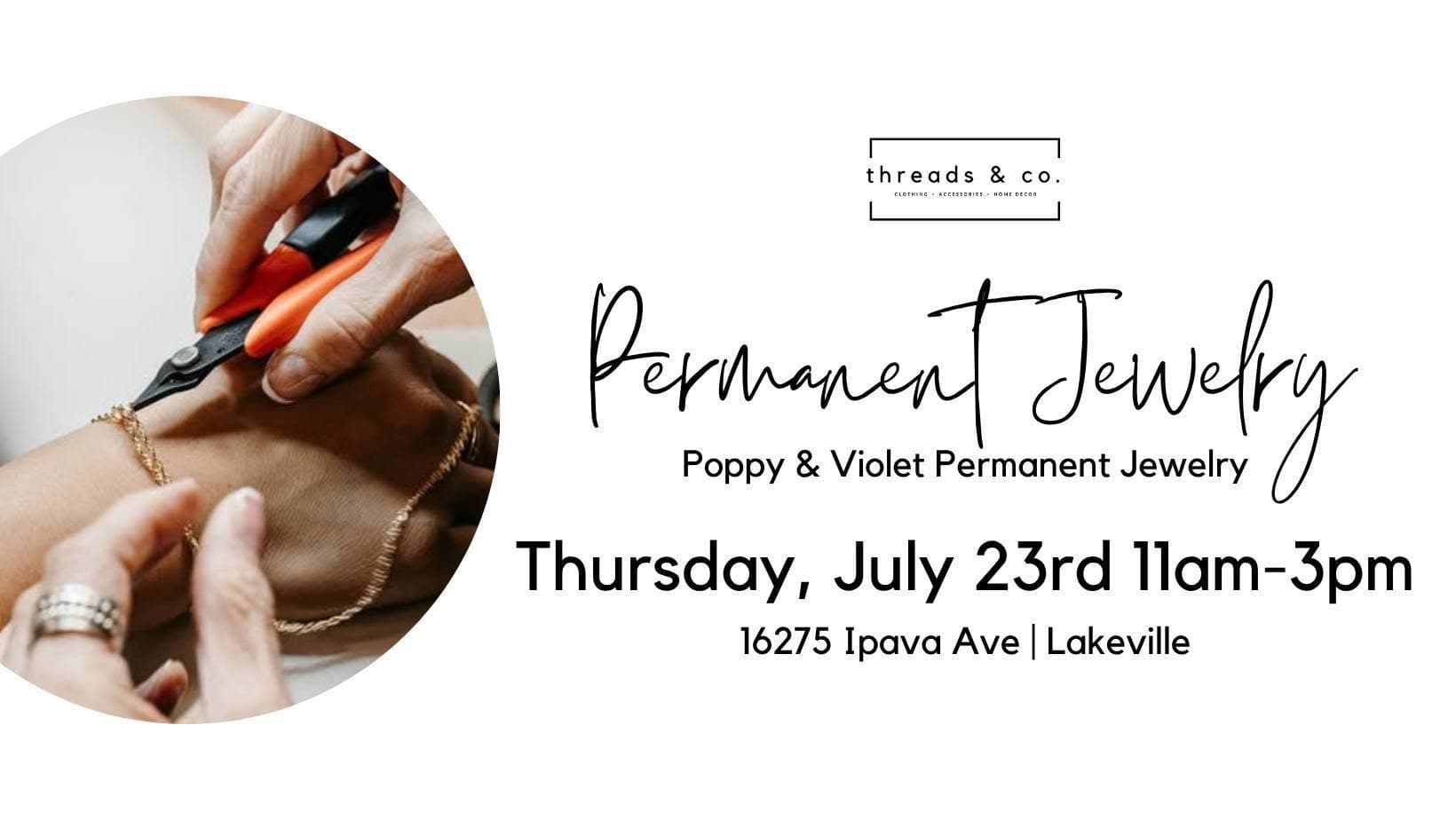 Poppy & Violet Permanent Jewelry Pop-Up at Threads & Co