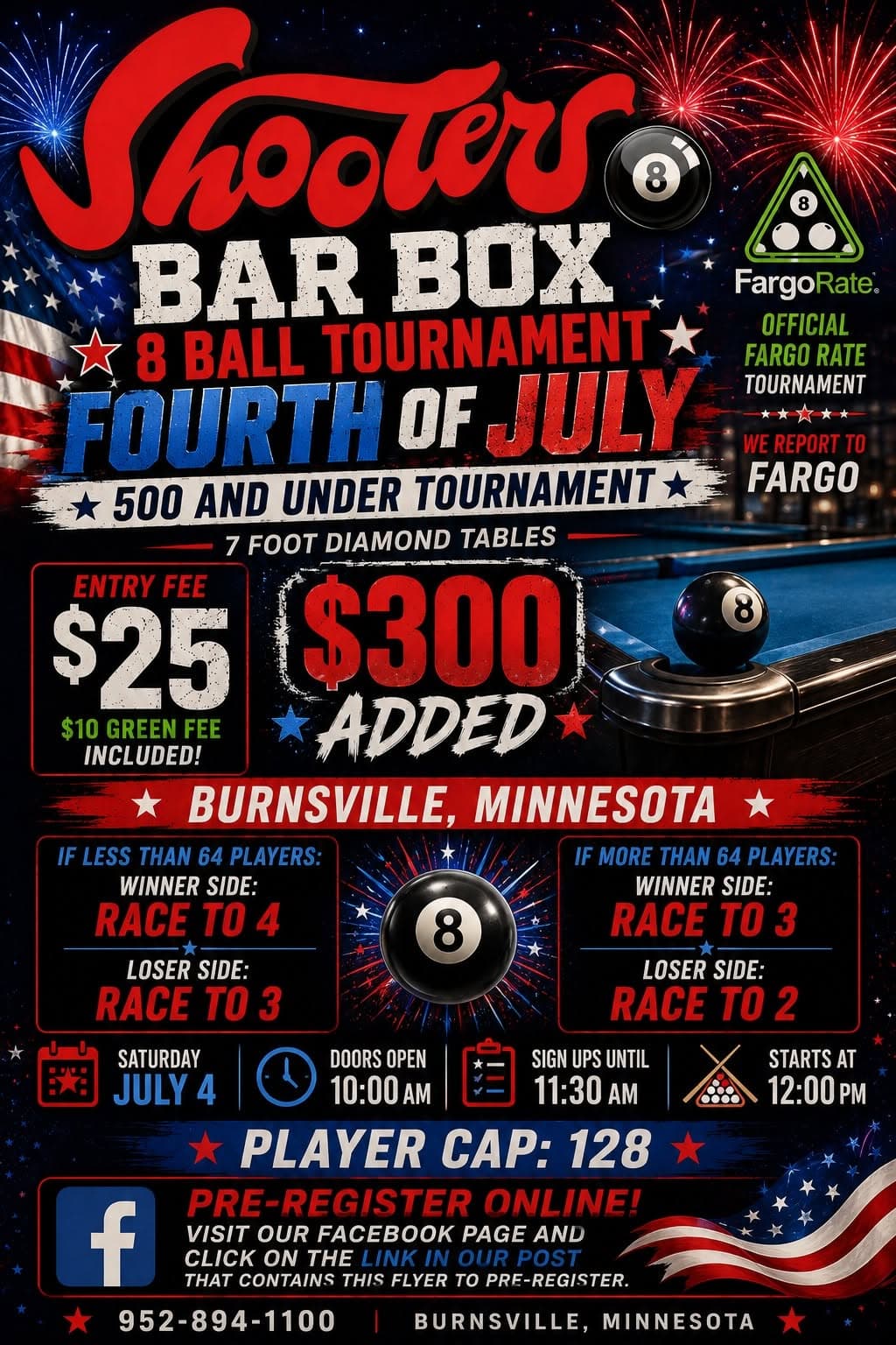 Shooters Billiards 4th of July 8-Ball Bar Box Tournament