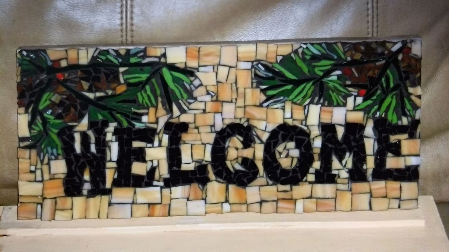Unique Glass Mosaic Table or Sign - IGH